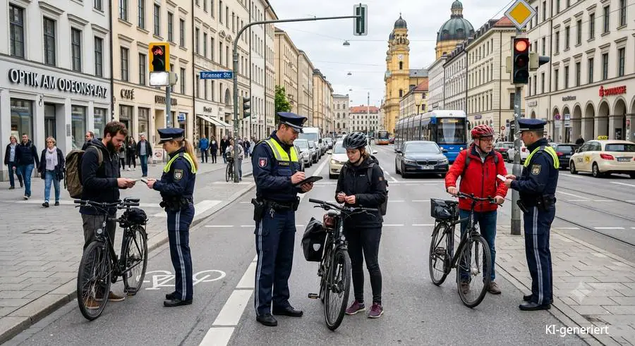Verkehrskontrollen der Polizei München bei Fahrradfahren